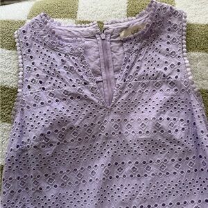 LOFT Light Purple Eyelet Sleeveless Blouse
